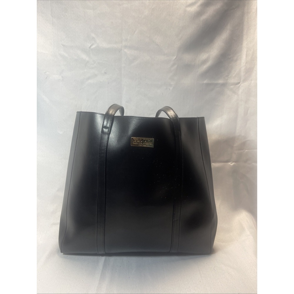 Good Girl Carolina Herrera  Large Faux Leather Tote Black Gold Logo